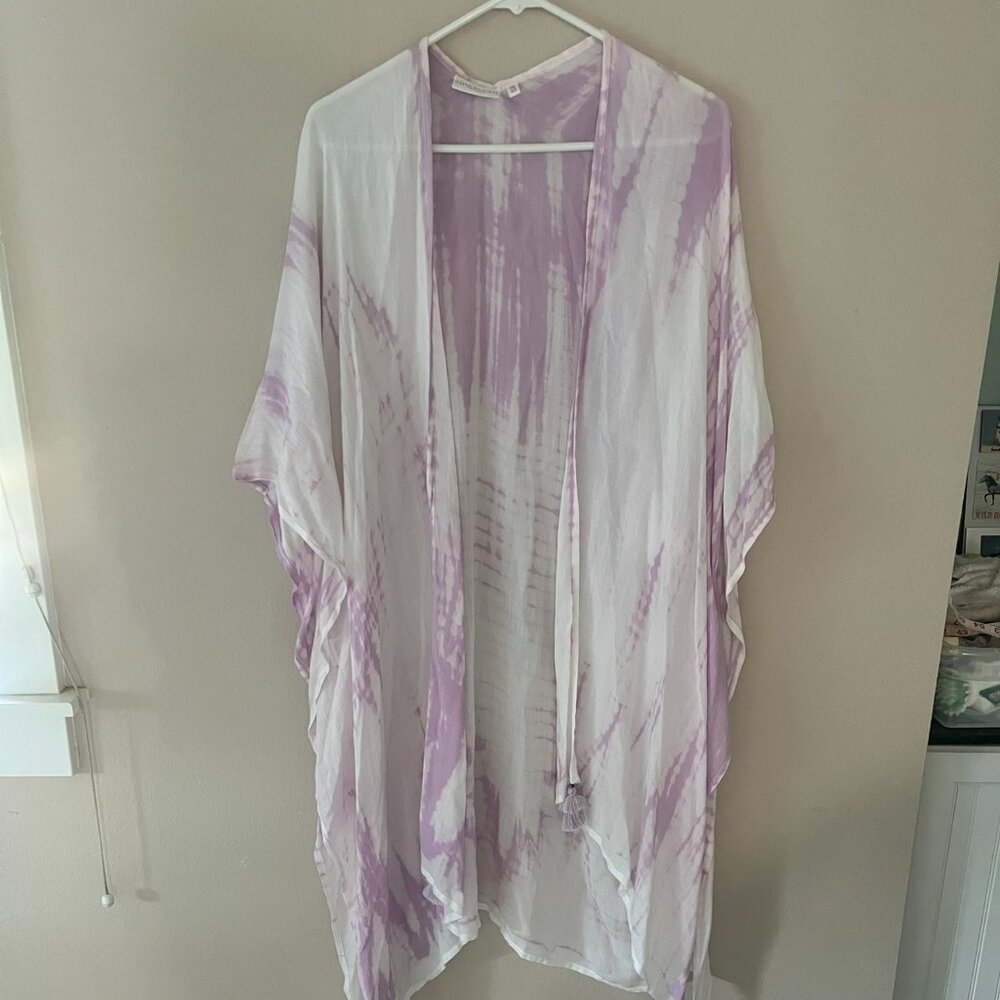 ShiraLeah Chicago White and Purple Cover Up Caftan One Size